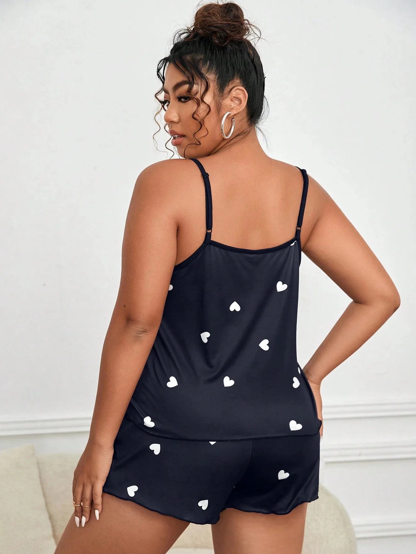 Plus Size 3XL–5XL Women’s Pajama Set Crop Top & Shorts