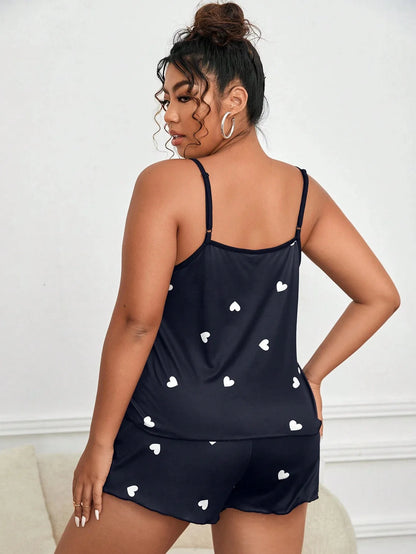 Plus Size 3XL–5XL Women’s Pajama Set Crop Top & Shorts