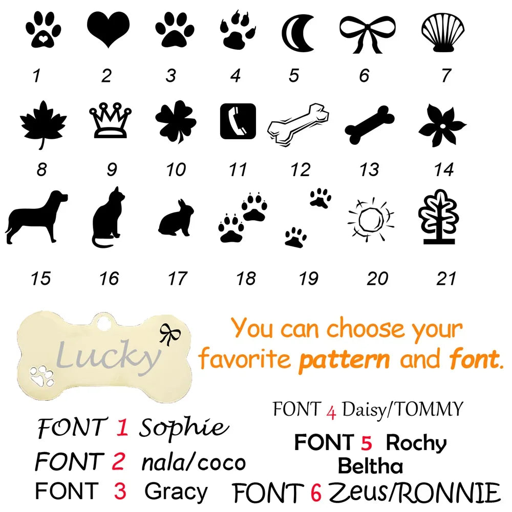 Personalized Pet ID Tag - Custom Engraved Stainless Steel Dog & Cat Name Tag