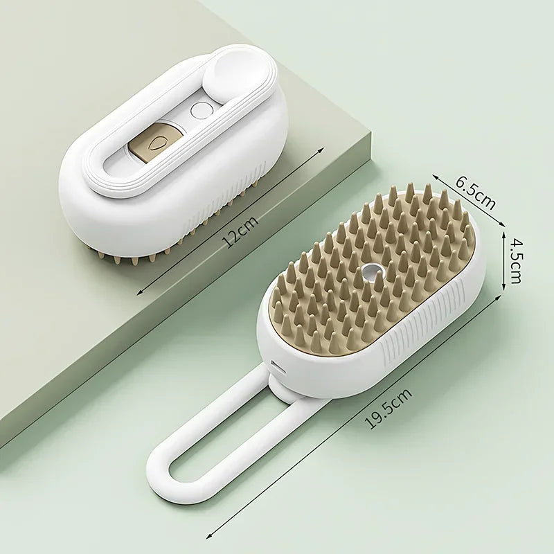 3-in-1 Steam Cat Brush - Self-Cleaning Pet Hair Remover & Massage Comb for Cats & Dogs