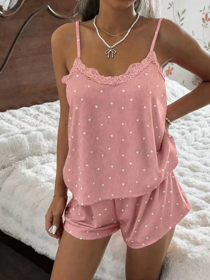 Sexy Suspender Butterfly Knot Pajama Shorts Lounge Set