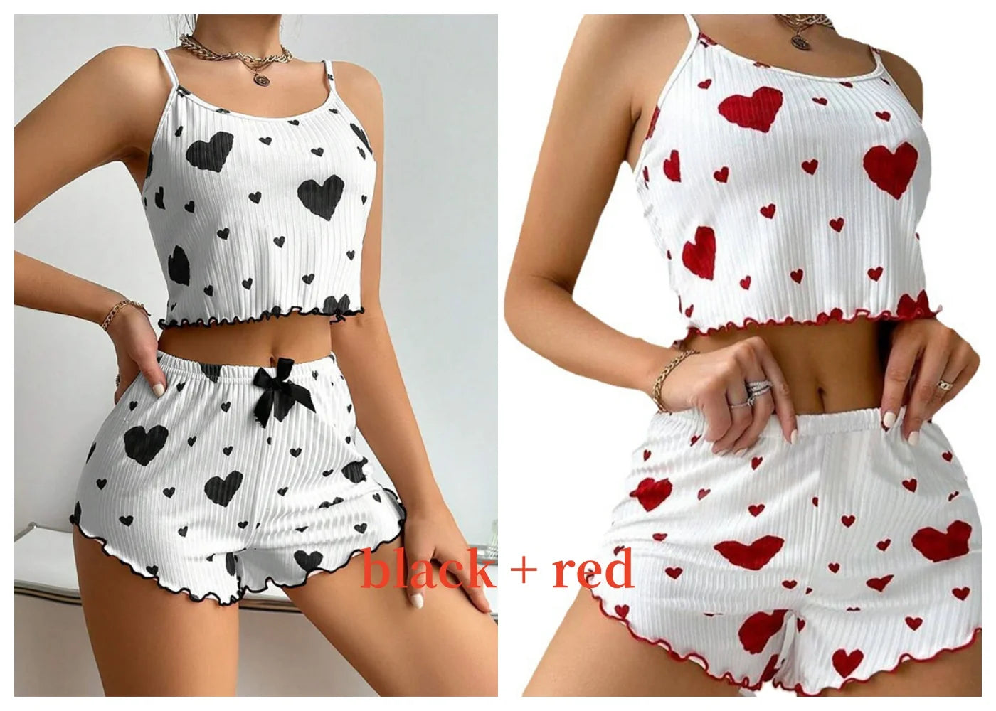 Sexy Pajama Set Love Print Tank Top & Shorts Sleepwear
