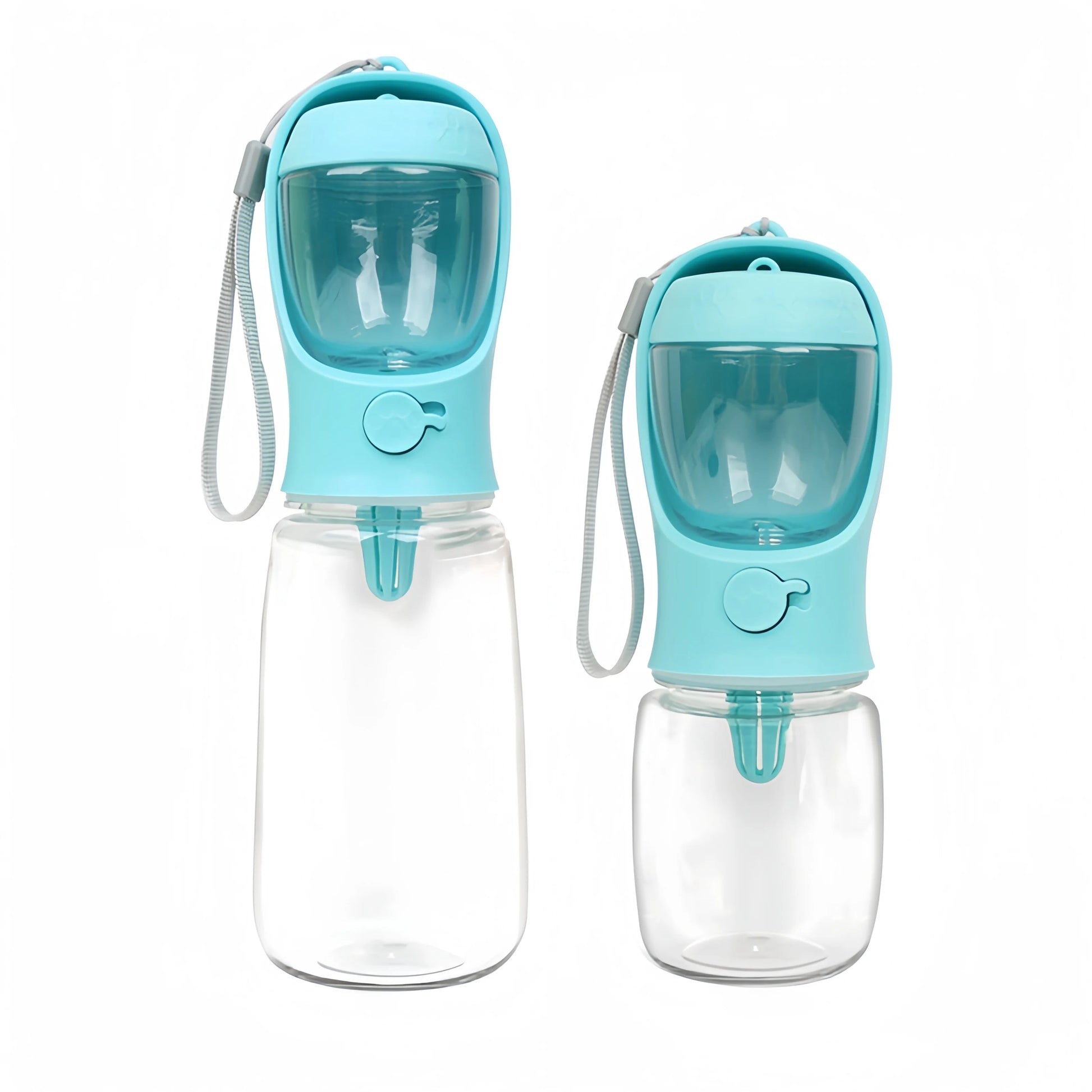 Pink white and blue color options for pet travel water bottle