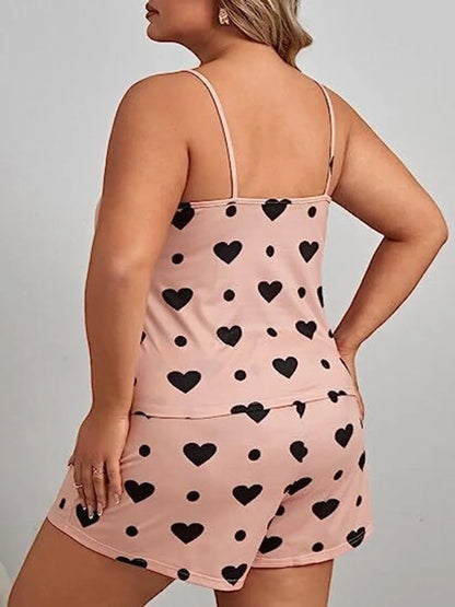 Plus Size 3XL–5XL Women’s Pajama Set Crop Top & Shorts