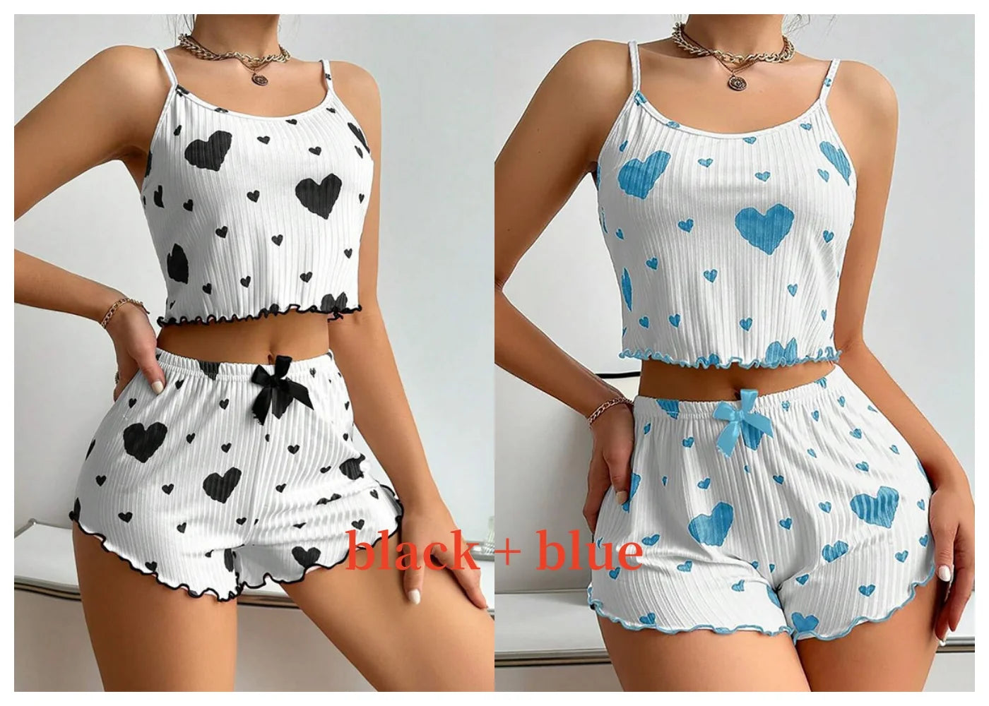 Sexy Pajama Set Love Print Tank Top & Shorts Sleepwear