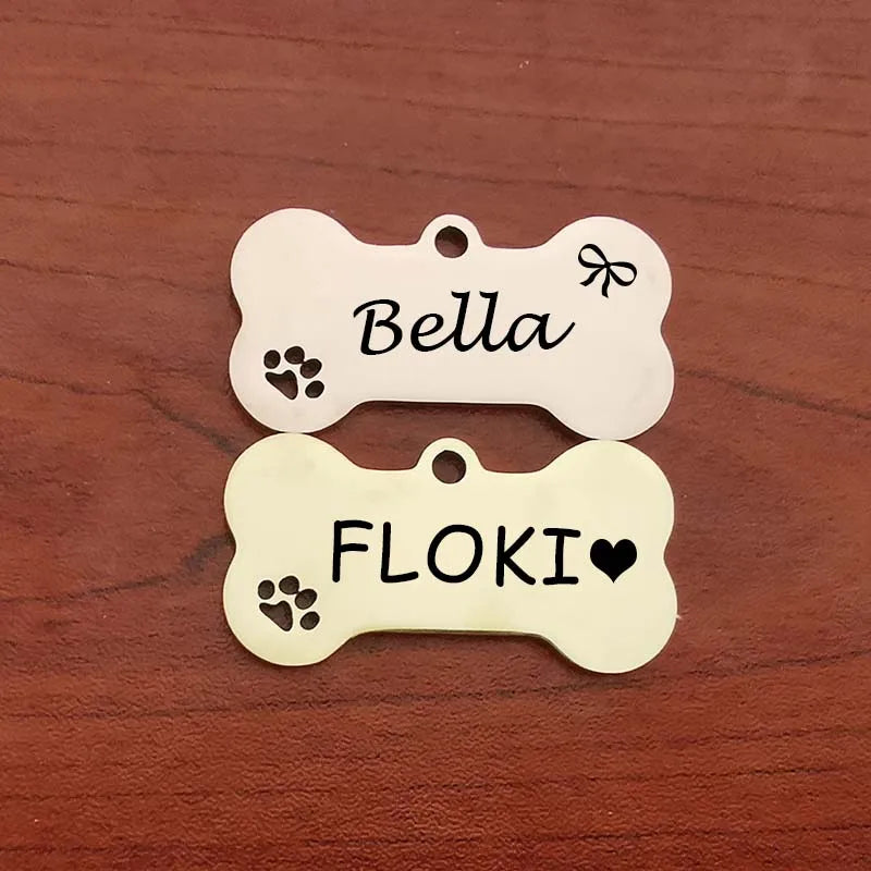 Personalized Pet ID Tag - Custom Engraved Stainless Steel Dog & Cat Name Tag