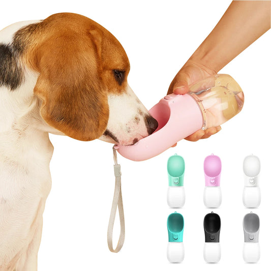 Portable leak-proof dog water bottle with built-in travel bowl