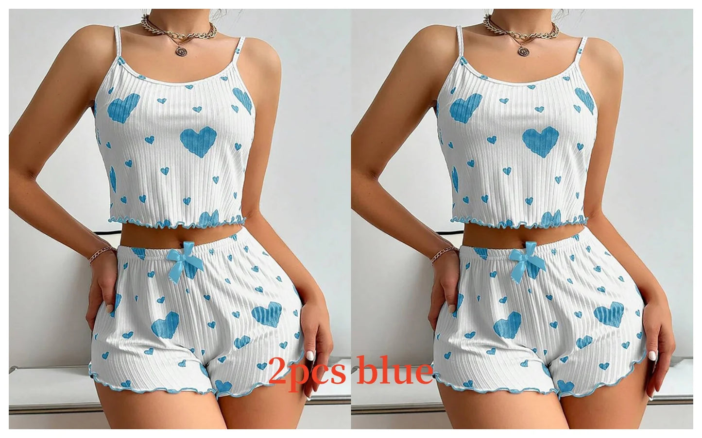 Sexy Pajama Set Love Print Tank Top & Shorts Sleepwear