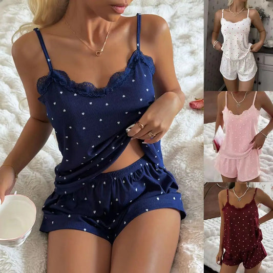 Sexy Suspender Butterfly Knot Pajama Shorts Lounge Set