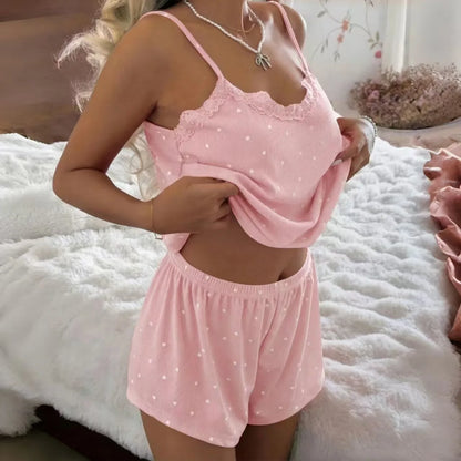 Sexy Suspender Butterfly Knot Pajama Shorts Lounge Set
